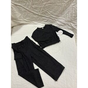 Sweet Butterfly Girls Ribbed Knit Set. Charcoal Grey. Size 4. NWT